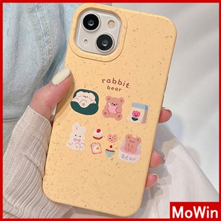 Mowin - เข้ากันได้สำหรับ เคสไอโฟน เคสไอโฟน11 เคส iphone 11 เคส iPhone เป็นมิตรกับสิ่งแวดล้อมเคสย่อยสลายได้นุ่มสีเหลืองกันกระแทกน่ารักเค้กหมีกระต่ายเข้ากันได้กับ iPhone 14 13 Pro max 12 Pro Max 11 XS XR 7 8Plus