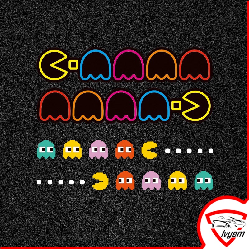 1/2PCS เกม Pac Man รถ/รถจักรยานยนต์สะท้อนแสงสติกเกอร์ตกแต่ง Moto Emblems อุปกรณ์เสริม