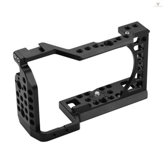 Fw Aluminum Alloy Camera Cage Rig with Cold Shoe Mount ARRI Locating Hole 1/4 3/8 Threaded Holes Replacement for  A6000/A6100/A6300/A6400/A6500 Cameras