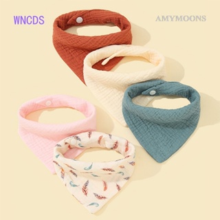 Amymoons ผ้ากันเปื้อน ผ้าพันคอ ผ้าฝ้ายแท้ ทรงสามเหลี่ยม สําหรับเด็กทารก 5 ชิ้น