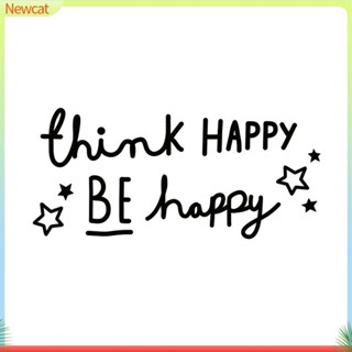 {Newcat} สติกเกอร์พีวีซี ลายตัวอักษร Thank Be Happy สําหรับตกแต่งผนังบ้าน ห้องนั่งเล่น ห้องนอน