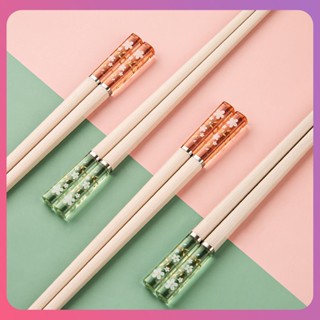 Creative Cherry Blossom Chopsticks Non-slip High-value Amber Alloy Chopsticks Reusable Chinese Anti-mildew Chopsticks Kitchen Creative Tableware [COD]