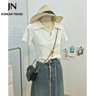 JN Studio   เสื้อยืด ครอป เสื้อยืดผู้หญิง สไตล์เกาหลี  คุณภาพสูง Chic fashion Comfortable A99J0K0 36Z230909