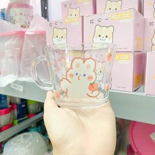 แก้วน้ำมีหูบอกปริมาณ 350ml. น้องกระต่างพีช //CPAT-1234 -ช164