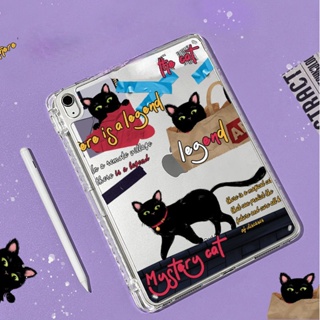 [iPad Air 4 10.9] เคสแท็บเล็ต Tpu กันกระแทก ลายแมวดํา สําหรับ iPad 2021 Pro 11 10 2022 10.9 gen9 8 7 Gen 10.2 gen5 6 Air1 2 9.7 Mini 6 mini4 5