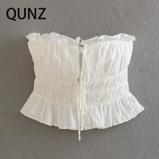 Qunz เสื้อท็อป ผ้าลินิน แฟชั่น 2721