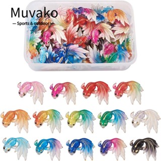 Muvako จี้อะคริลิค รูปปลาทอง สีรุ้ง 0.7x1 นิ้ว สําหรับทําเครื่องประดับ สร้อยคอ ต่างหู DIY 84 ชิ้น