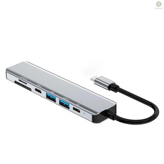 [DZ]2121 อะแดปเตอร์ฮับ USB C 7-in-1 Type C พร้อม 4K H*M*+ USB3.0+USB2.0+60W PD+PD Data+SD/TF Card Readers USB สําหรับแล็ปท็อป แท็บเล็ต สมาร์ทโฟน