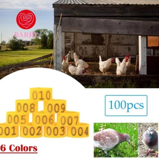 Barry แหวนพลาสติก รูปห่าน ไก่ เป็ด 6 สี สําหรับฟาร์ม 100 ชิ้น/ถุง