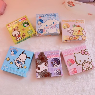 SANRIO สติกเกอร์ ลายการ์ตูน Hello Kitty Cinnamon Pom Pom Purin Pochacco น่ารัก เป็นที่นิยม สําหรับติดตกแต่งโน้ตบุ๊ก ของเล่นเด็ก 60 ชิ้น ต่อกล่อง