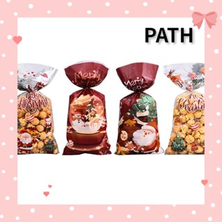 Path ถุงใส่ขนมคุกกี้ บิสกิต ลาย Happy Merry Christmas มีกาวในตัว 50 ชิ้น