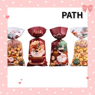 Path ถุงใส่ขนมคุกกี้ บิสกิต ลาย Happy Merry Christmas มีกาวในตัว 50 ชิ้น