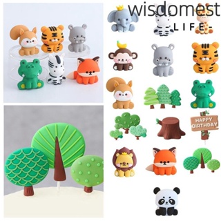 Wisdomest ท็อปเปอร์ยางนิ่ม ลายการ์ตูนสัตว์ สําหรับตกแต่งเค้กวันเกิด