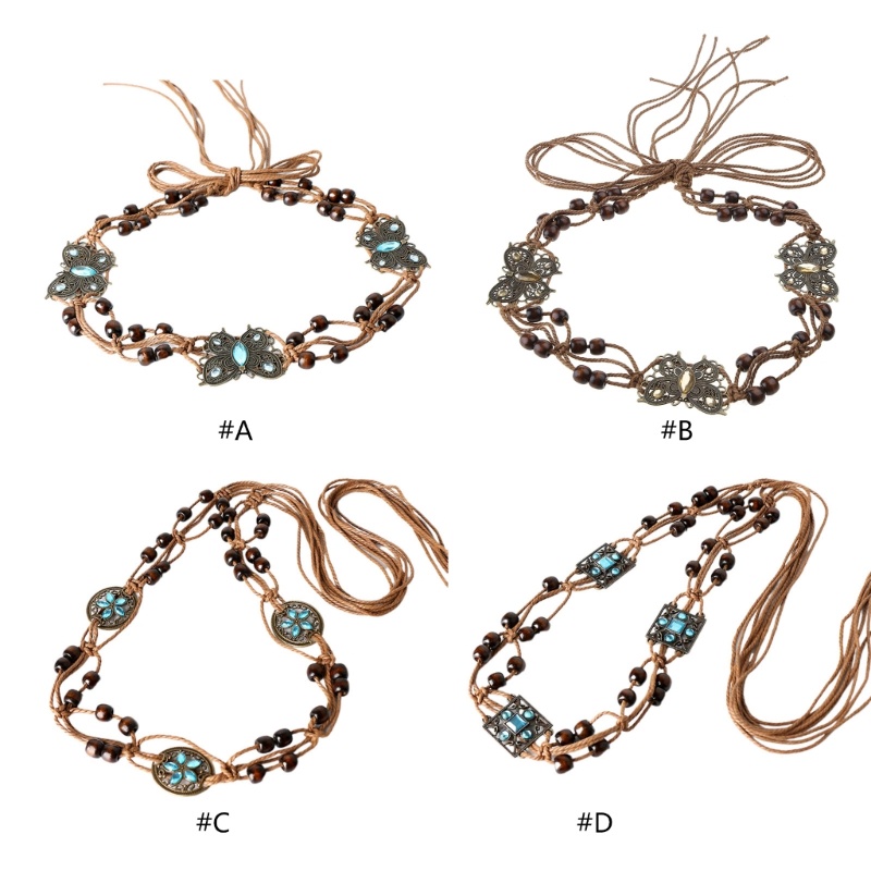 Cutiepie สไตล์โบฮีเมียนพู่ผูกปมเข็มขัดกว้างเชือกทอเข็มขัดเอว Boho Braid เข็มขัด