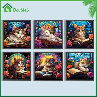 【Doub X ✮】ภาพวาดปักเพชร ทรงกลม ลายแมว 5D DIY สําหรับตกแต่งบ้าน ✮