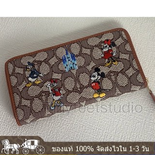 Disney X Accordion Zip Wallet C8578 กระเป๋าสตางค์ผู้หญิง COAC H กระเป๋าสตางค์ใบยาวมีซิป