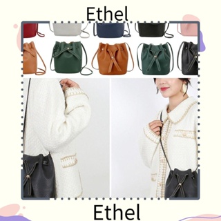 Ethel1 กระเป๋าสะพายไหล่ ทรงบักเก็ต สีพื้น เรียบง่าย สําหรับผู้หญิง