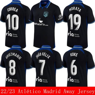 เสื้อโปโลแขนสั้น ลายทีมชาติฟุตบอล Atletico Madrid Jersey Away 22 23 ชุดเยือน สําหรับผู้ชาย และผู้หญิง