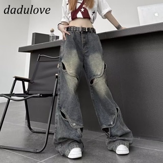 DaDulove💕 New American Ins High Street Retro Ripped Jeans Niche High Waist Wide Leg Pants Large Size Trousers