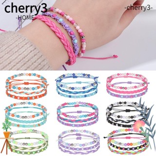 Cherry3 สร้อยข้อมือลูกปัด หลายสี หลายชั้น แฮนด์เมด สําหรับผู้หญิง 3 ชิ้น ต่อชุด