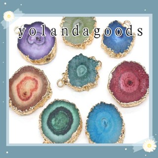 Yola จี้หินอาเกตธรรมชาติ หินอาเกตธรรมชาติ สีฟ้า กุหลาบ สีขาว สีเขียว สีแดง สําหรับทําเครื่องประดับ สร้อยคอ สร้อยข้อมือ