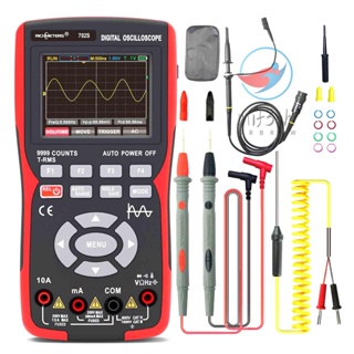 Oscilloscope มัลติมิเตอร์ดิจิทัล LCD 2-in-1 นับ 9999 10MHz 48MSa/s ช่องเดี่ยว AC DC แรงดันไฟฟ้า และกระแสไฟ