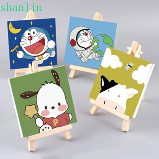 Shanlin ชุดภาพวาดสีน้ํามัน รูปการ์ตูนกระต่าย โดราเอมอน ปิกาจู DIY สําหรับของขวัญวันเกิด