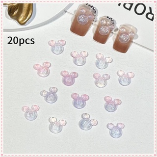 50pcs Nail Art Luminous Mickey เครื่องประดับ Gradient Color M Bean Alphabet Bead Resin Spring Summer Nail Decoration Manicure Tool For Nail Shop JOYFEEL