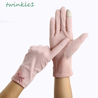 Twinkle1 ถุงมือลูกไม้ ฤดูใบไม้ผลิ ผู้หญิง ป้องกันรังสียูวี ยืด ระบายอากาศ ถุงมือขับรถ