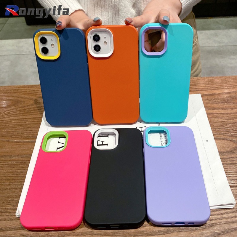 3 in 1 เคสโทรศัพท์ซิลิโคน TPU แบบนิ่ม กันกระแทก สีมาการอง สําหรับ Vivo V27 Pro 5G V27E Y77 5G Y72 Y52 5G Y75S 5G X90 Pro
