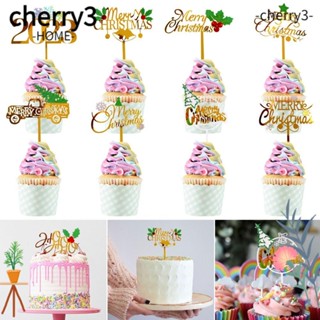 Cherry3 ของตกแต่งเค้ก ลาย Merry Christmas 5 ชิ้น