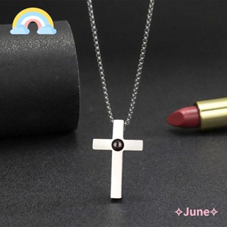 June สร้อยคอโซ่เหล็กไทเทเนียม 100 ภาษา I Love You ของขวัญวาเลนไทน์ แฟชั่น สําหรับผู้หญิง