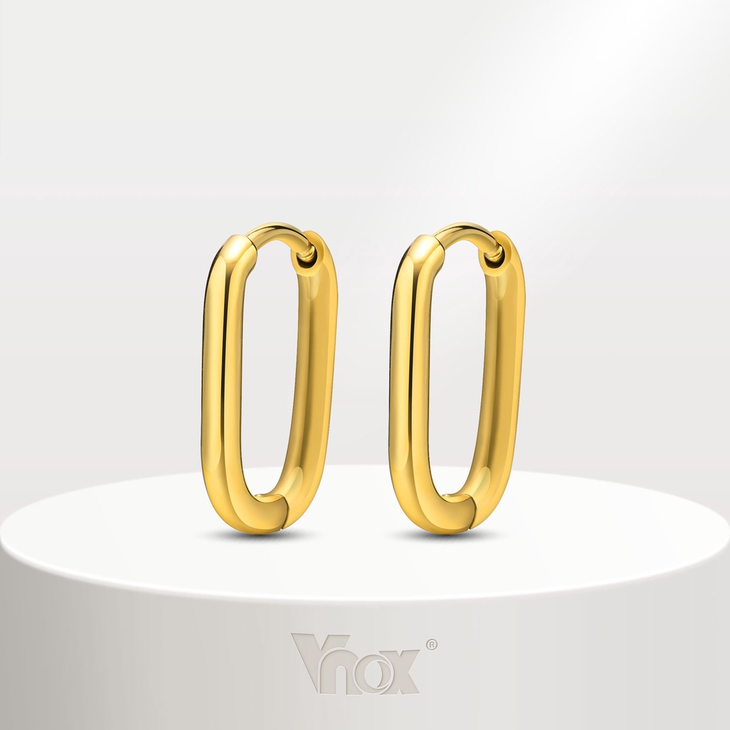 Vnox ต่างหูสแตนเลส ชุบทอง รูปตัว U สําหรับผู้หญิง