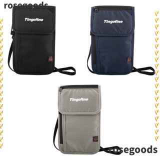 Rosegoods1 RFID กระเป๋าหนังสือเดินทาง ID, กระเป๋าเอกสาร อเนกประสงค์ ไนล่อน, กระเป๋าสตางค์ คล้องคอ กันน้ํา แบบพกพา สําหรับผู้หญิง