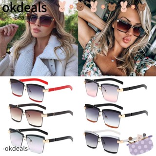 Okdeals แว่นตากันแดดแฟชั่น ทรงสี่เหลี่ยม ขนาดใหญ่ สีแคนดี้ UV400