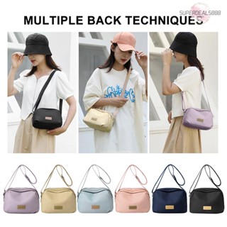 [SuperDeals888.th] กระเป๋าสะพายไหล่ ผ้าไนล่อน สีพื้น กันน้ํา ปรับได้ สําหรับผู้หญิง