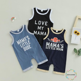 Babyclothes- ชุดจั๊มสูท รอมเปอร์ แขนกุด คอกลม พิมพ์ลายตัวอักษร ฤดูร้อน สตรีท ลําลอง สําหรับเด็กผู้ชาย