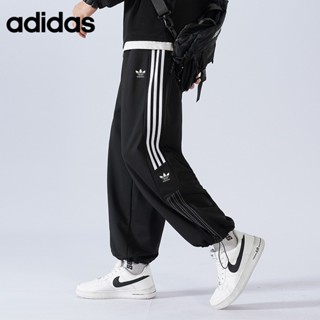 Adidas ของแท้ 100% กางเกงขายาวลําลอง ทรงหลวม ระบายอากาศ ลายทาง สําหรับผู้ชาย