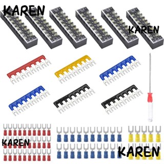 Karen ชุดบล็อกขั้วต่อสายไฟ แถวคู่ 600V 15A 73 ชิ้น (6 ชุด) 8 ตําแหน่ง