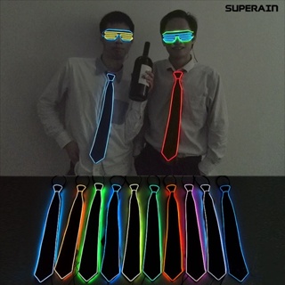 (super) เนคไทโบว์ LED เรืองแสงในที่มืด ปรับได้ ความเร็วกระพริบ หลายสี สําหรับปาร์ตี้ งานแต่งงาน คอสเพลย์ ฮาโลวีน