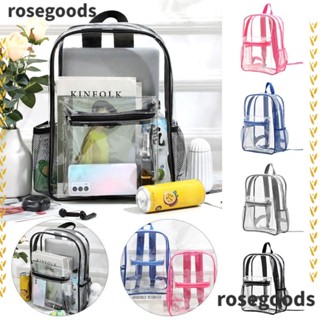 Rosegoods1 กระเป๋าเป้สะพายหลัง PVC แบบใส ความจุขนาดใหญ่ กันน้ํา หรูหรา สําหรับเล่นกีฬากลางแจ้ง