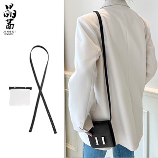 Jingqian H Home Kangkang กระเป๋าสตางค์ หนังวัว แบบบาง ปรับขนาดได้ สีดํา