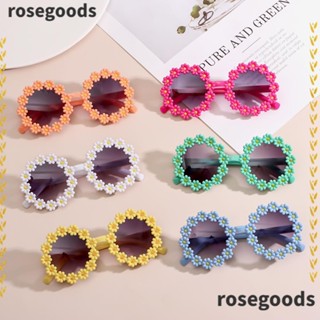 Rosegoods1 แว่นตากันแดด กรอบกลม ลายดอกเดซี่ ป้องกันแสงแดด สําหรับเด็กผู้หญิง