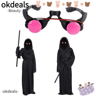 Okdeals แว่นตาเรืองแสง พร็อพปาร์ตี้ฮาโลวีน แฟชั่น สีแดง