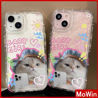 Mowin - เข้ากันได้สำหรับ เคสไอโฟน เคสไอโฟน11 เคส iphone 11 เคสใสระลอกน้ำ TPU กันกระแทกนุ่มใสน่ารักเซลฟี่ลูกแมวสีขาวเข้ากันได้กับ iPhone 13 Pro max 12 Pro Max 11 XR XS 7Plus 8Plus