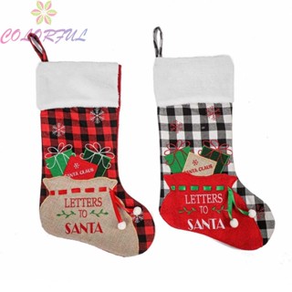 【COLORFUL】Red+Black/Black+White Christmas Stocking Socks Hanging Ornament Gift Bag