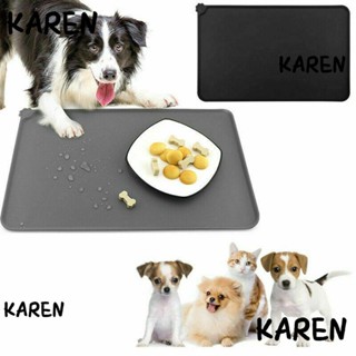 Karen เสื่อชามซิลิโคน กันน้ํา กันลื่น สําหรับให้อาหารสุนัข