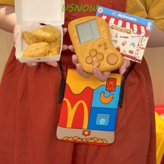 Usnow McDonalds กระเป๋าสะพายข้าง ผ้าแคนวาส สไตล์เกาหลี กระเป๋าใส่เหรียญ กระเป๋าสะพายข้าง ขนาดเล็ก น่ารัก กระเป๋าถือ ดีไซน์ชนกลุ่มน้อย เด็กผู้หญิง