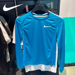 Nike ของแท้ 100% เสื้อแขนยาว แบบสวมหัว ระบายอากาศ แห้งเร็ว สําหรับผู้ชาย เหมาะกับการวิ่ง เล่นกีฬา ฟิตเนส ฤดูใบไม้ร่วง ฤดูหนาว