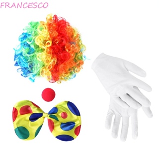 Francesco ชุดเครื่องแต่งกาย รองเท้า ผูกโบว์ วิกผมตัวตลก สีรุ้ง ถุงมือตลก ฟองน้ําจมูก ตัวตลก คอสเพลย์ ของเล่นเด็ก